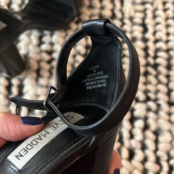 Steve Madden Carrson Black Block Heels Leather - Picture 8 of 8